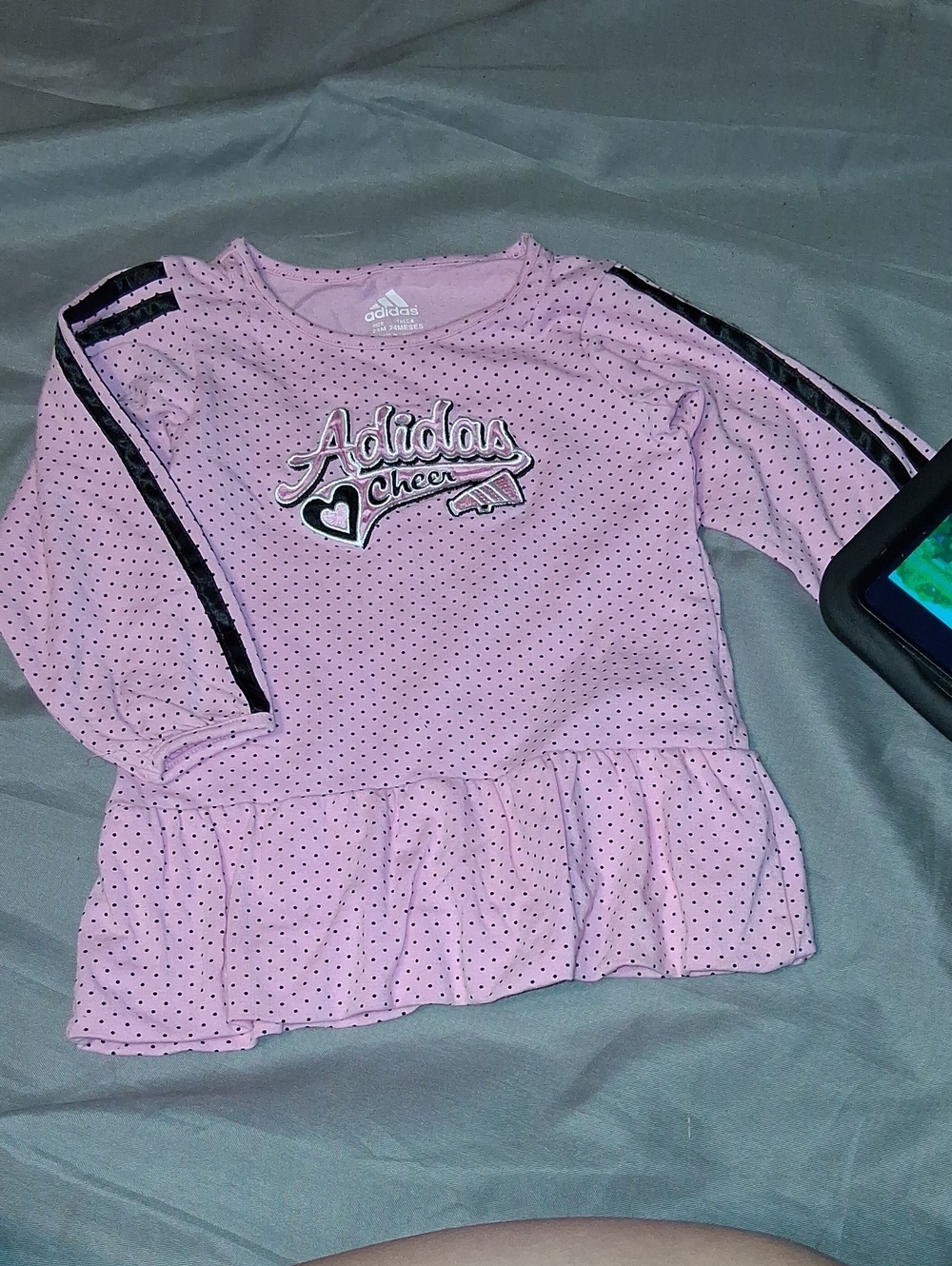 adidas Pink Polka-Dot Cheer Ruffle Hem Top